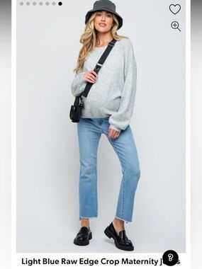 PINKBLUSH Light Blue Raw Edge Crop Maternity Jeans